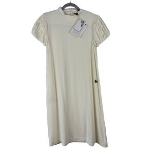 NWT Love Moschino Sz‎ 4 Women's White Puff Short Sleeve Knit Tshirt Dress
